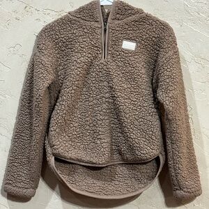 Abercrombie & Fitch Abercrombie Kids Tan Sherpa 1/4 Zip Jacket Pullover sz 11-12